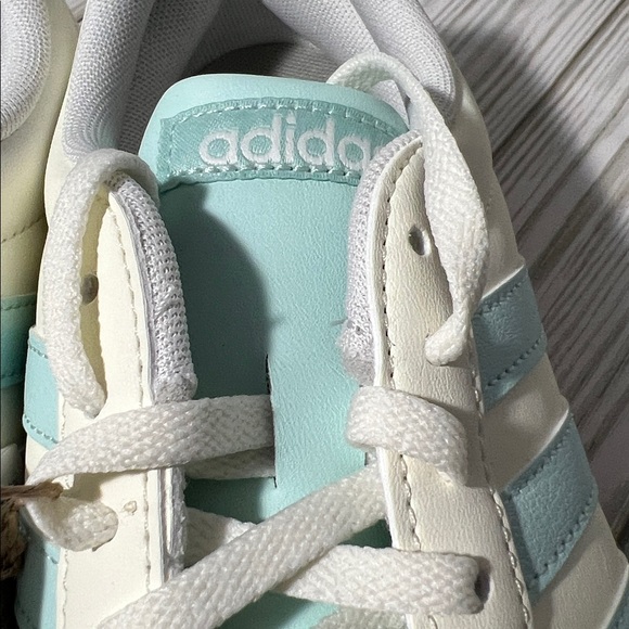 Adidas VL Court‎ 3.0 Women's Shoes sneakers white teal stripes size 6.5 lace up - Picture 4 of 14